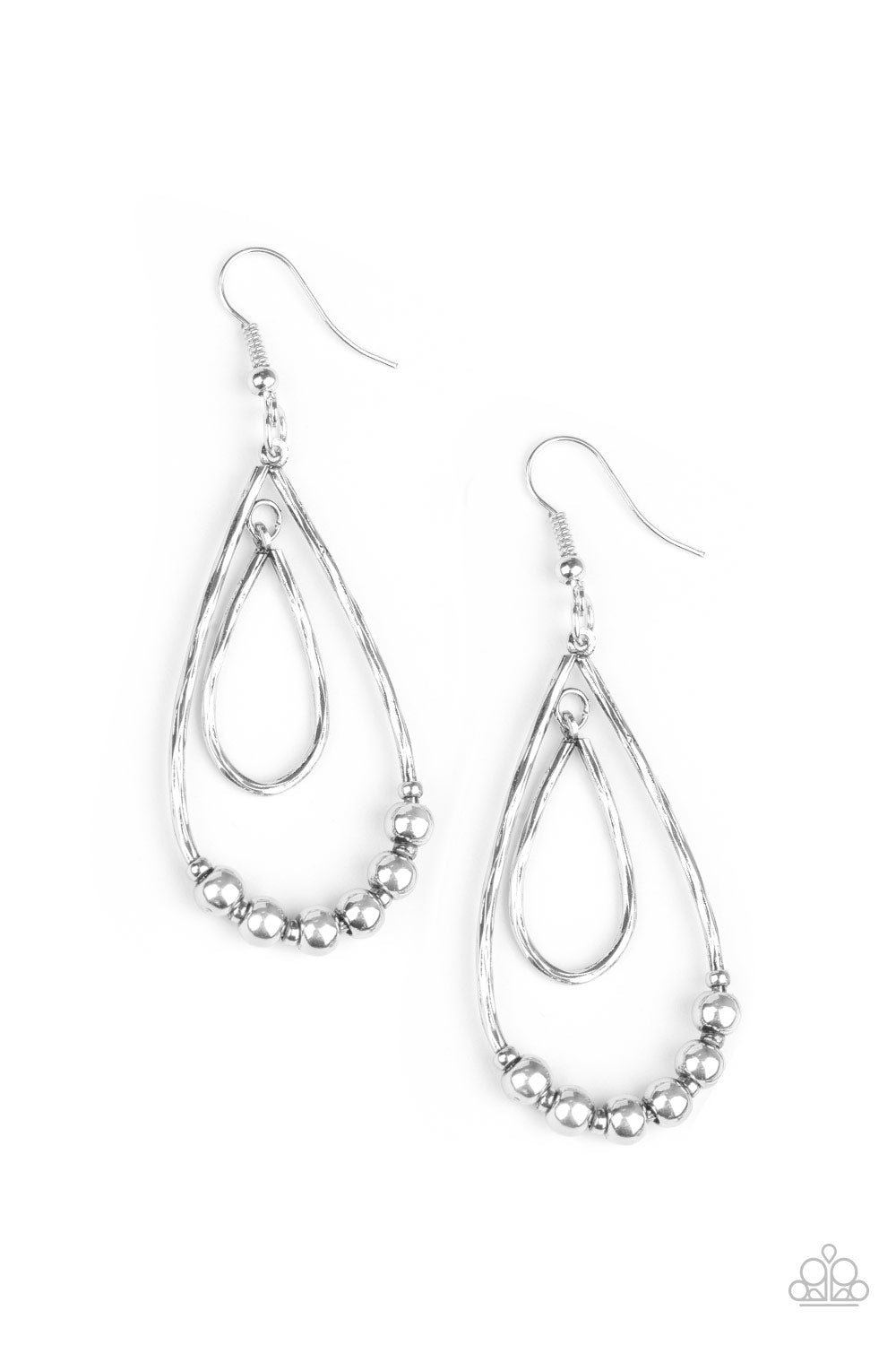 Paparazzi Accessories-Artisanal Applique Silver Teardrop Earrings