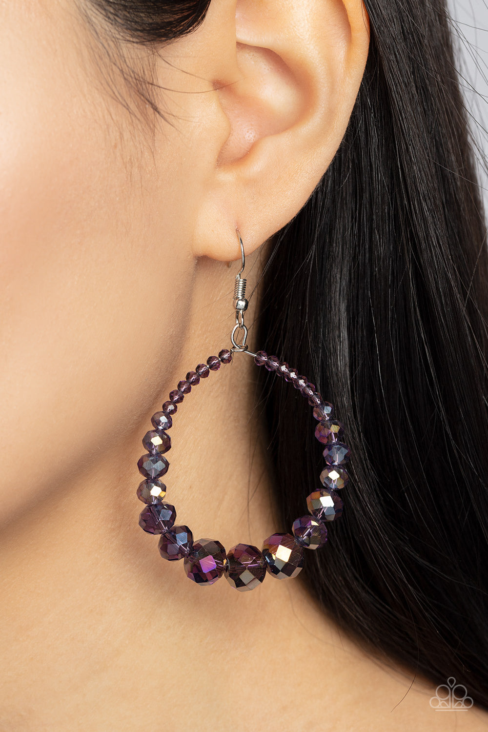 Paparazzi Accessories-Astral Aesthetic Purple Flashy Hoop  Earrings