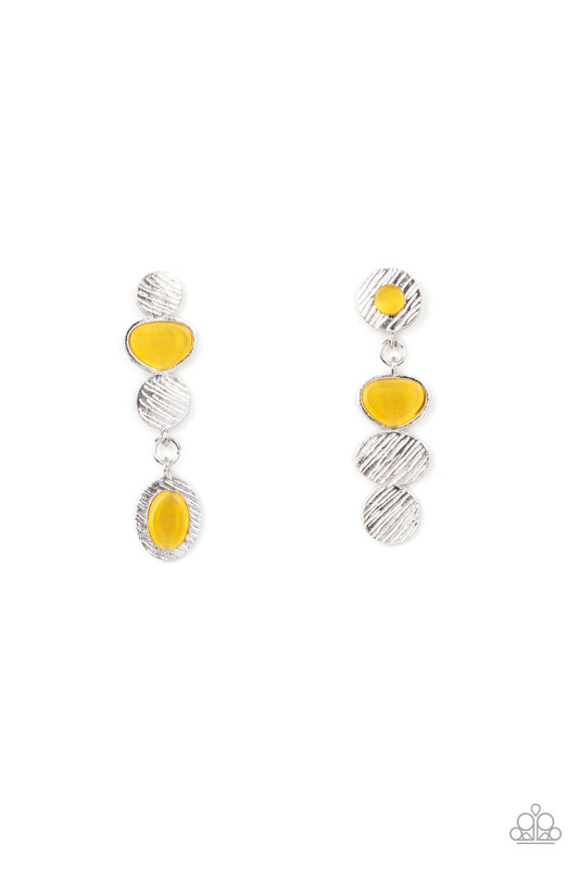 Paparazzi Accessories-Asymmetrical Appeal Yellow Abstract Earrings