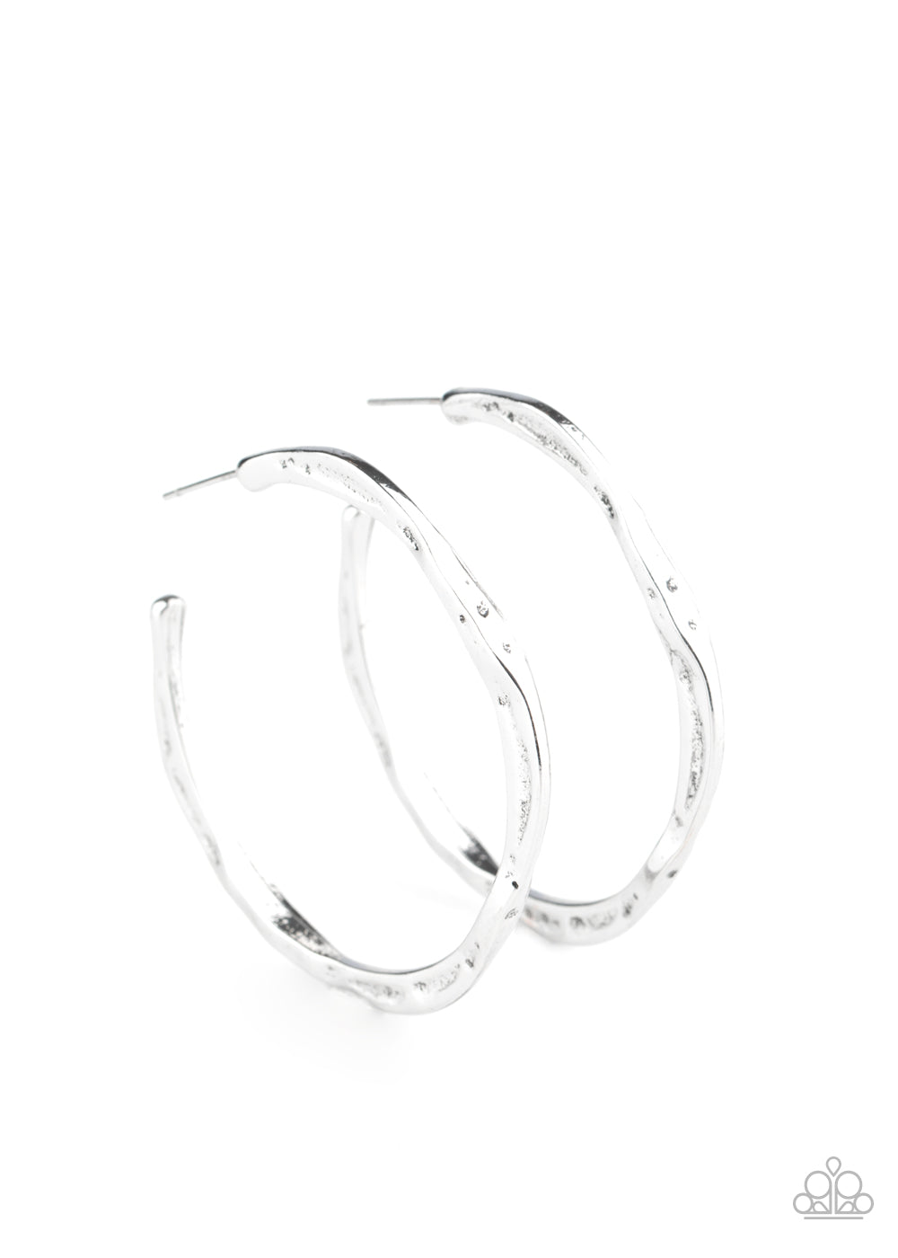 Paparazzi Accessories-Asymmetrical Attitude Silver Earrings