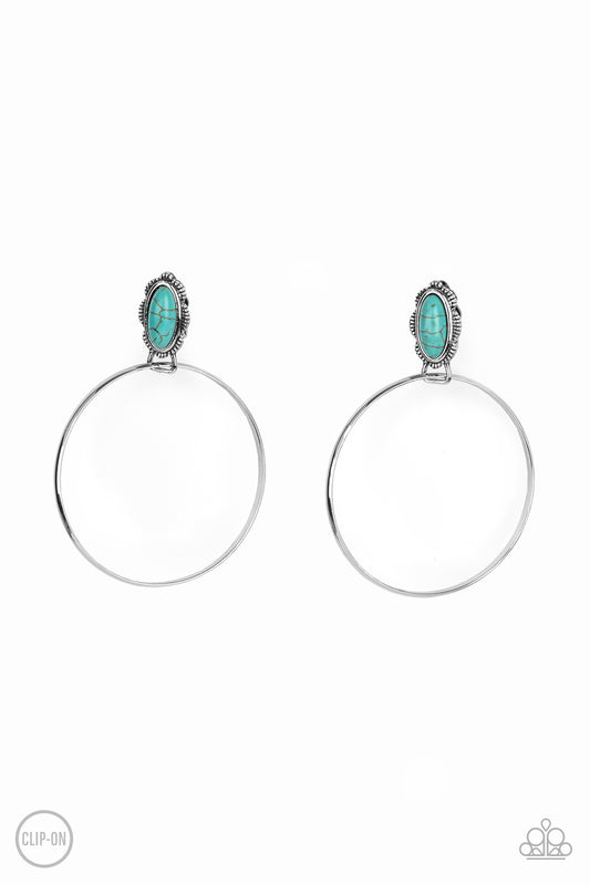 Paparazzi Accessories-At Long LASSO Blue Shimmery Hoop Earrings