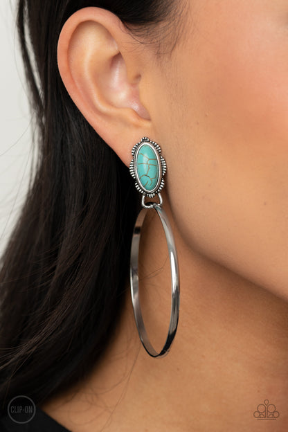 Paparazzi Accessories-At Long LASSO Blue Shimmery Hoop Earrings