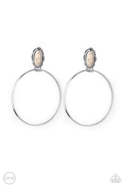 Paparazzi Accessories-At Long LASSO White Clip-On Earrings