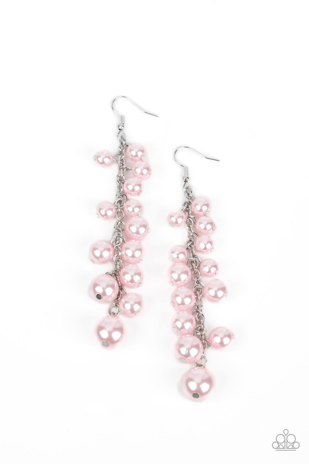 Paparazzi Accessories-Atlantic Affair Tumbling Pink Pearls Earrings