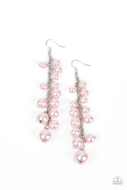 Paparazzi Accessories-Atlantic Affair Tumbling Pink Pearls Earrings