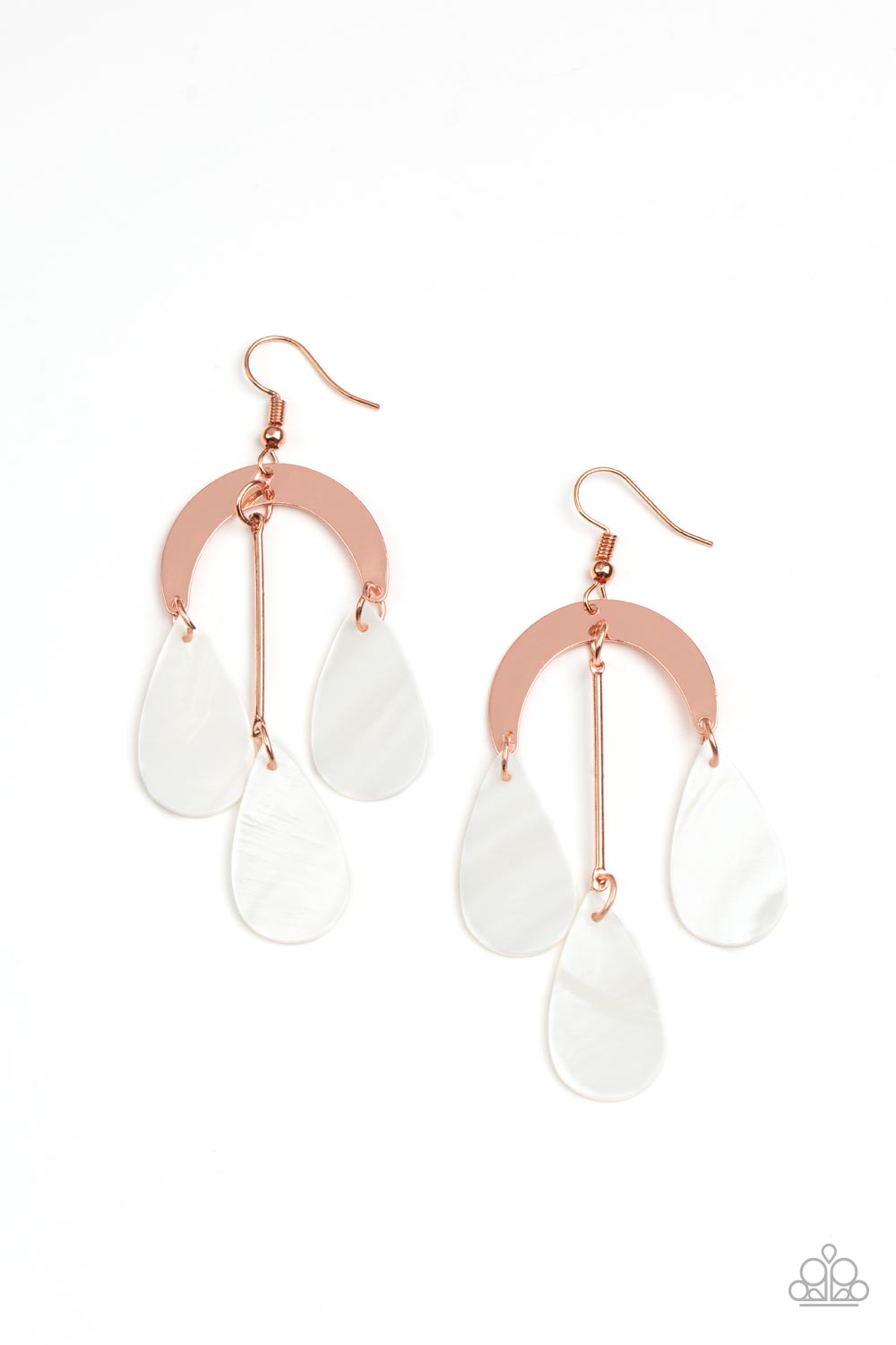 Paparazzi Accessories-Atlantis Ambience Copper Half Moon Chandelier Earrings