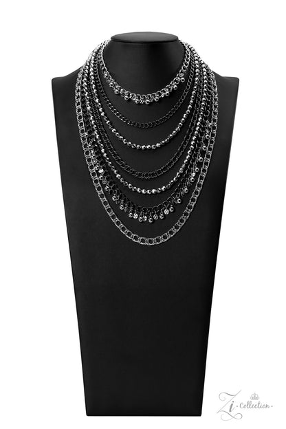 Paparazzi Accessories-Audacious Silver/Gunmetal 2023 ZI Necklace Set