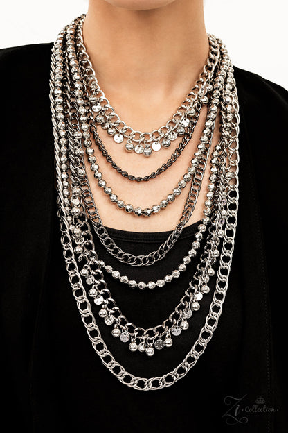 Paparazzi Accessories-Audacious Silver/Gunmetal 2023 ZI Necklace Set