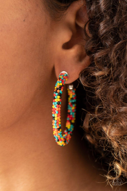 Paparazzi Accessories-BEAD My Lips! Multi Seed Bead Earrings