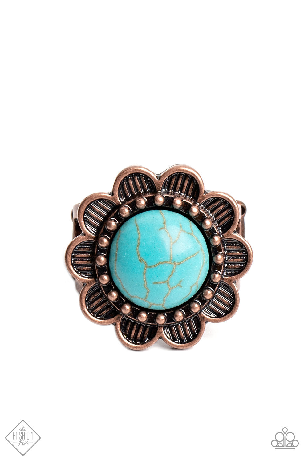 Paparazzi Accessories-Backwoods Band Feb's 2023 FF Copper Turquoise Ring