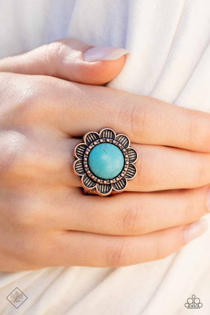 Paparazzi Accessories-Backwoods Band Feb's 2023 FF Copper Turquoise Ring