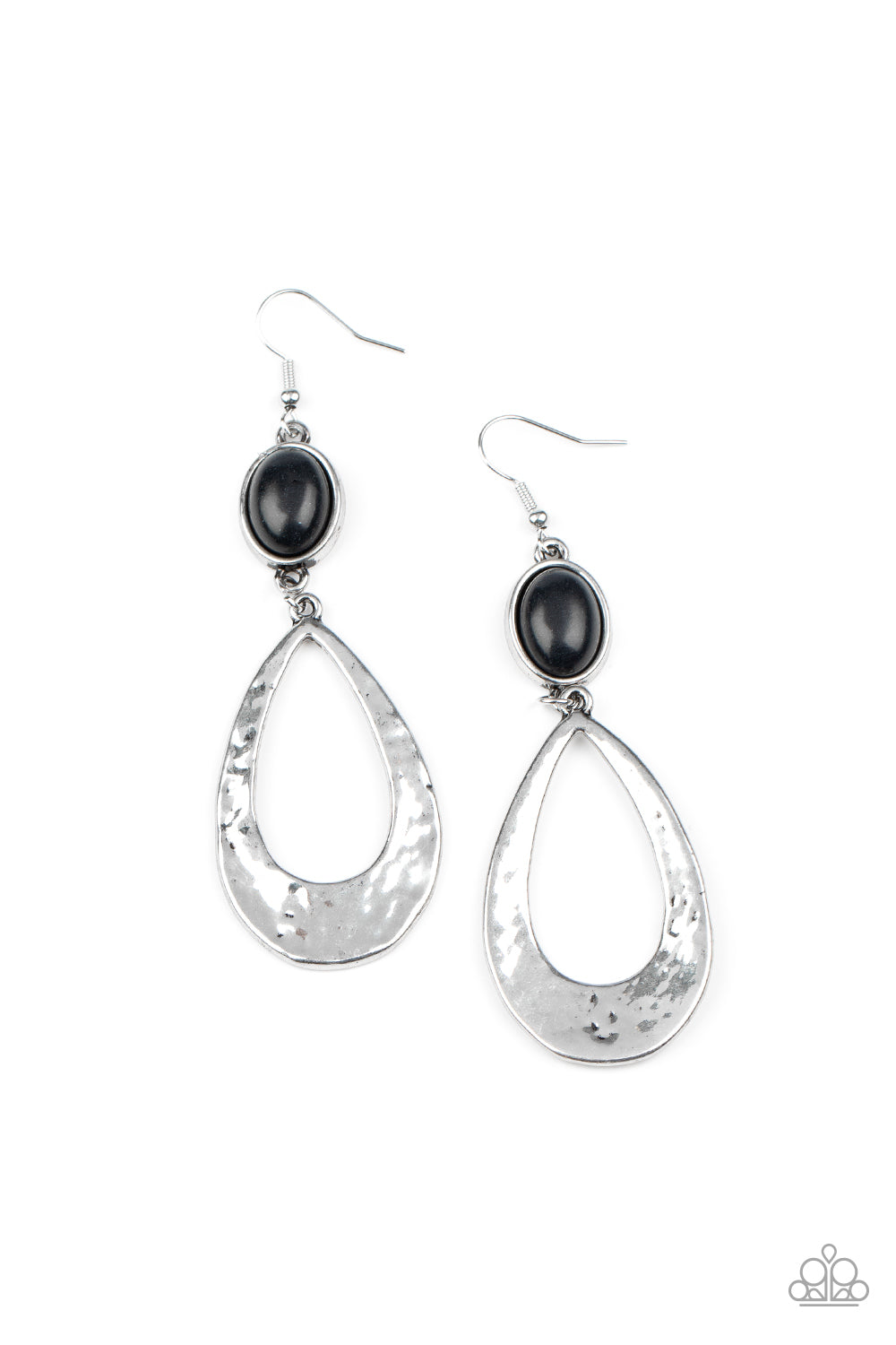 Paparazzi Accessories-Badlands Baby Black Earrings