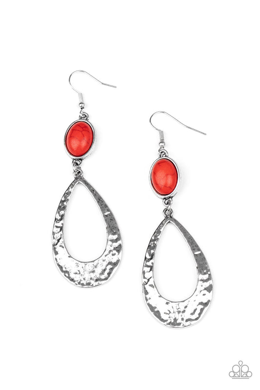 Paparazzi Accessories-Badlands Baby Red Earrings