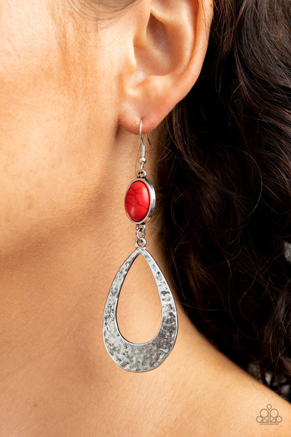 Paparazzi Accessories-Badlands Baby Red Earrings