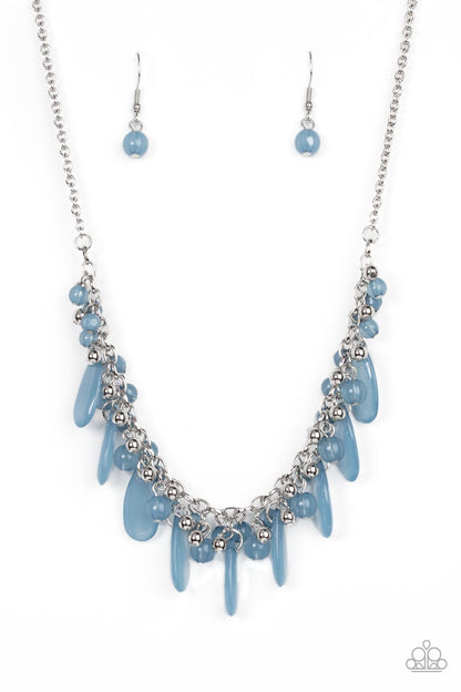 Paparazzi Accessories-Bahama Mama Mode Blue Glassy Teardrop Necklace Set