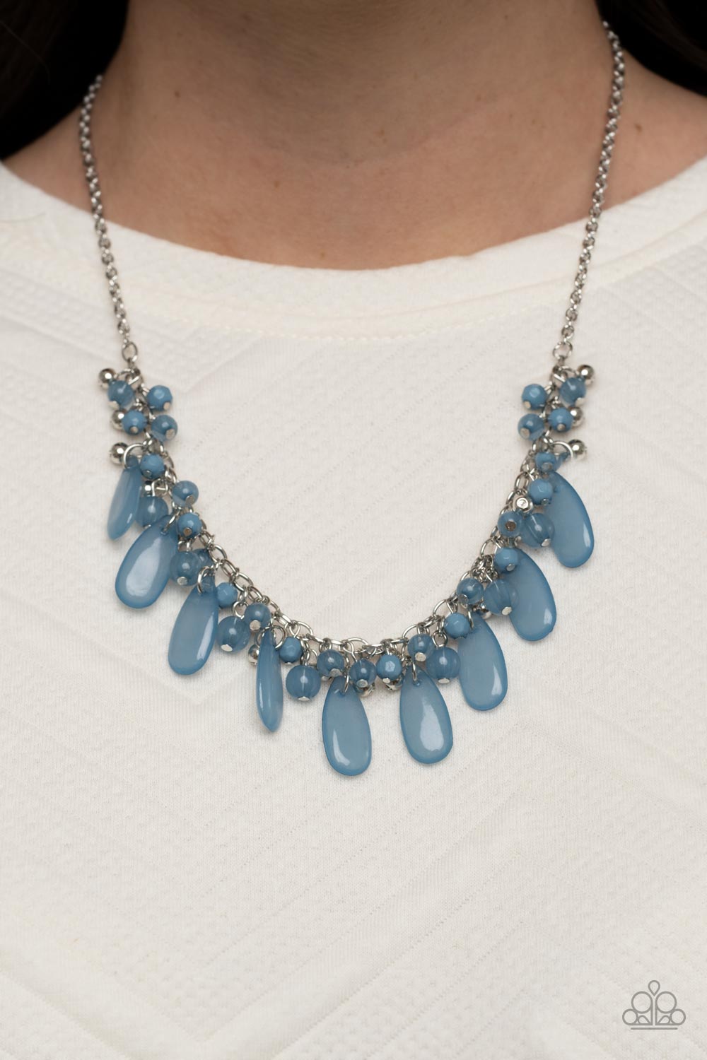 Paparazzi Accessories-Bahama Mama Mode Blue Glassy Teardrop Necklace Set