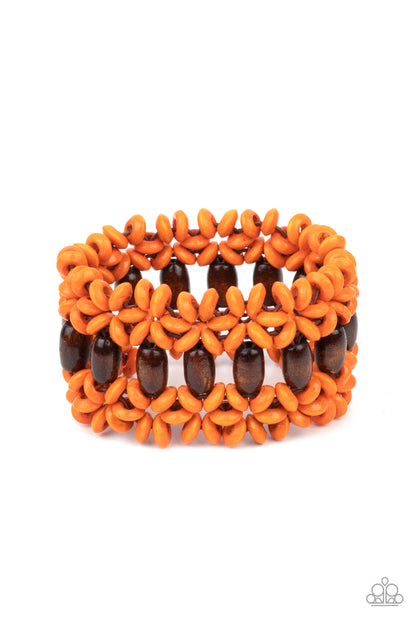 Paparazzi Accessories-Bali Beach Retreat Orange Wooded Bracelet