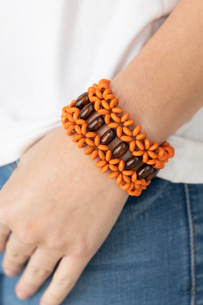 Paparazzi Accessories-Bali Beach Retreat Orange Wooded Bracelet