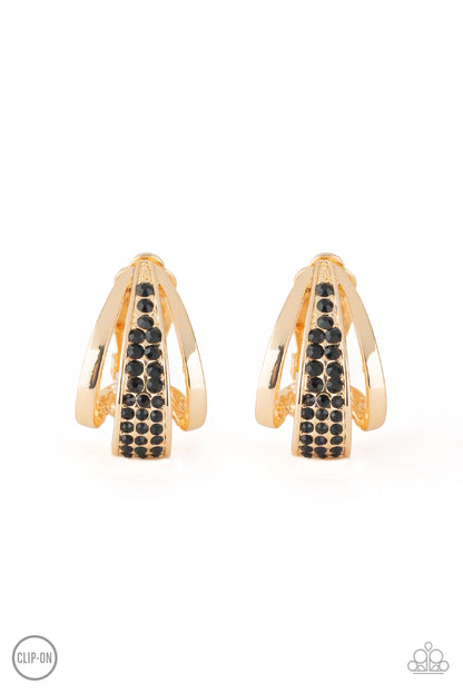 Paparazzi Accessories-Bank Night Gold Earrings