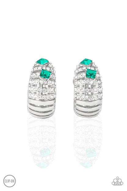 Paparazzi Accessories-Bank Tank Green Earrings