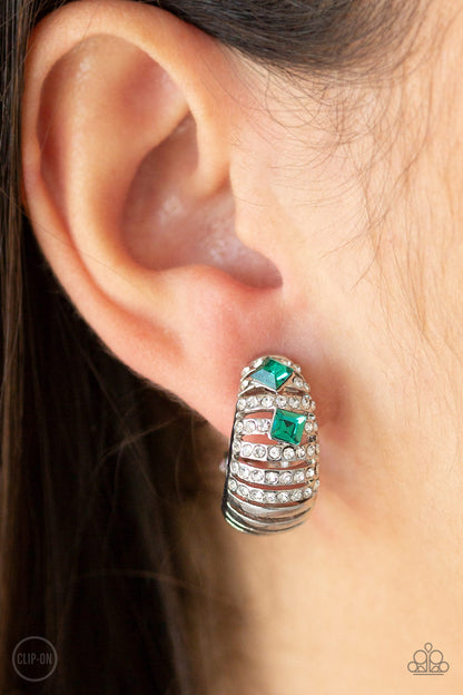 Paparazzi Accessories-Bank Tank Green Earrings