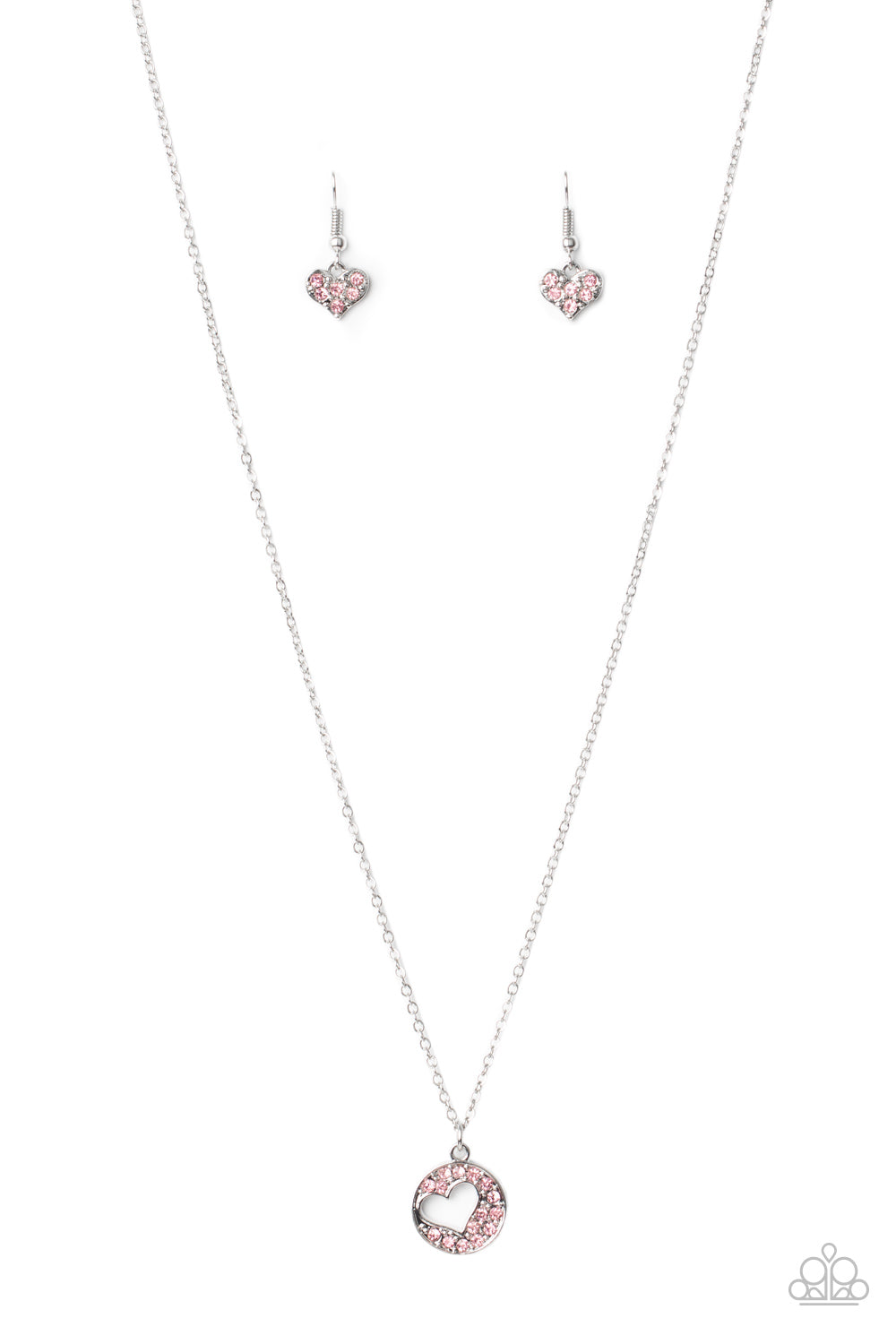 Paparazzi Accessories-Bare Your Heart Pink Rhinestone Necklace Set