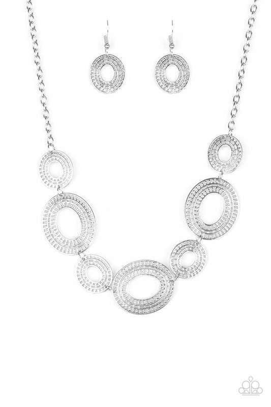 Paparazzi Accessories-Basically Baltic Silver Oval Necklace Set