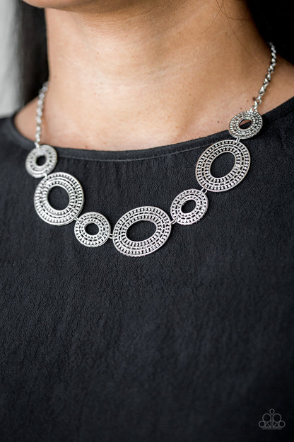 Paparazzi Accessories-Basically Baltic Silver Oval Necklace Set