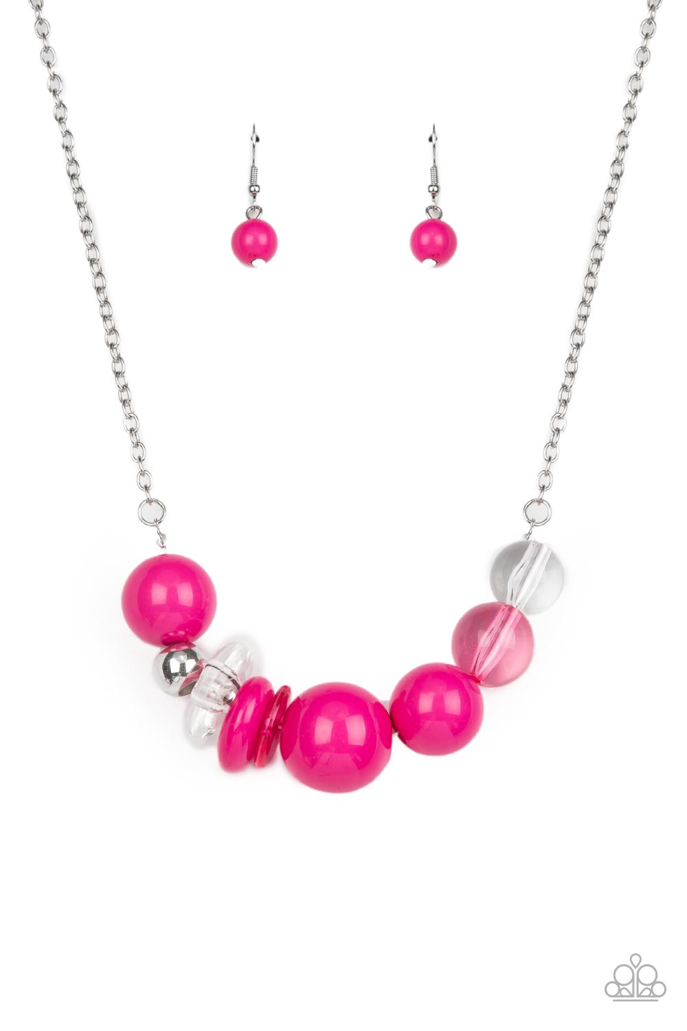 Paparazzi Accessories-Bauble Bonanza Pink Acrylic Bead Necklace Set