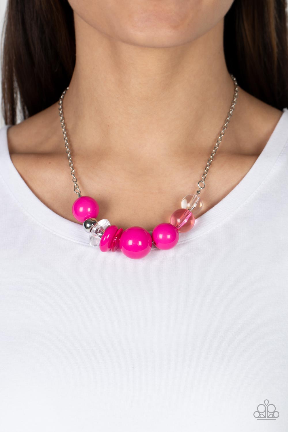 Paparazzi Accessories-Bauble Bonanza Pink Acrylic Bead Necklace Set