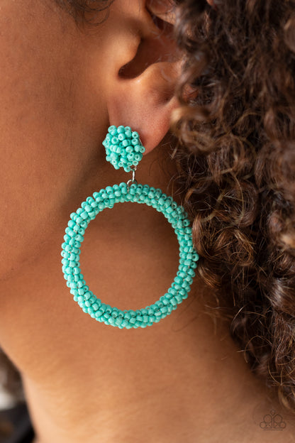 Paparazzi Accessories-Be All You Can BEAD-Blue Seed Earrings