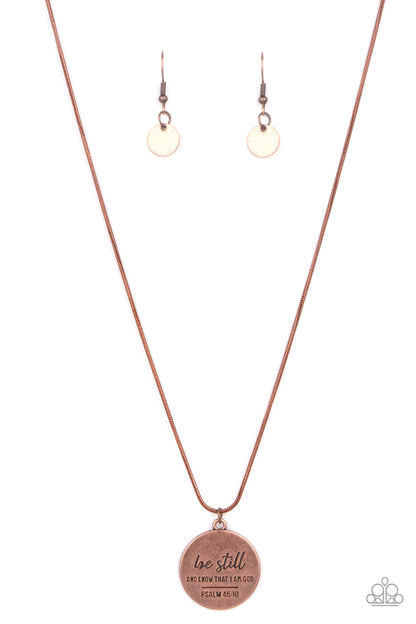 Paparazzi Accessories-Be Still Inspirational Copper Necklace Set