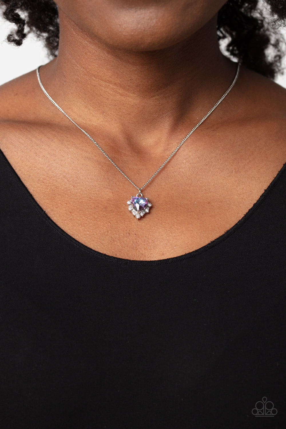 Paparazzi Accessories-Be Still My Heart Purple Heart Gem Necklace Set