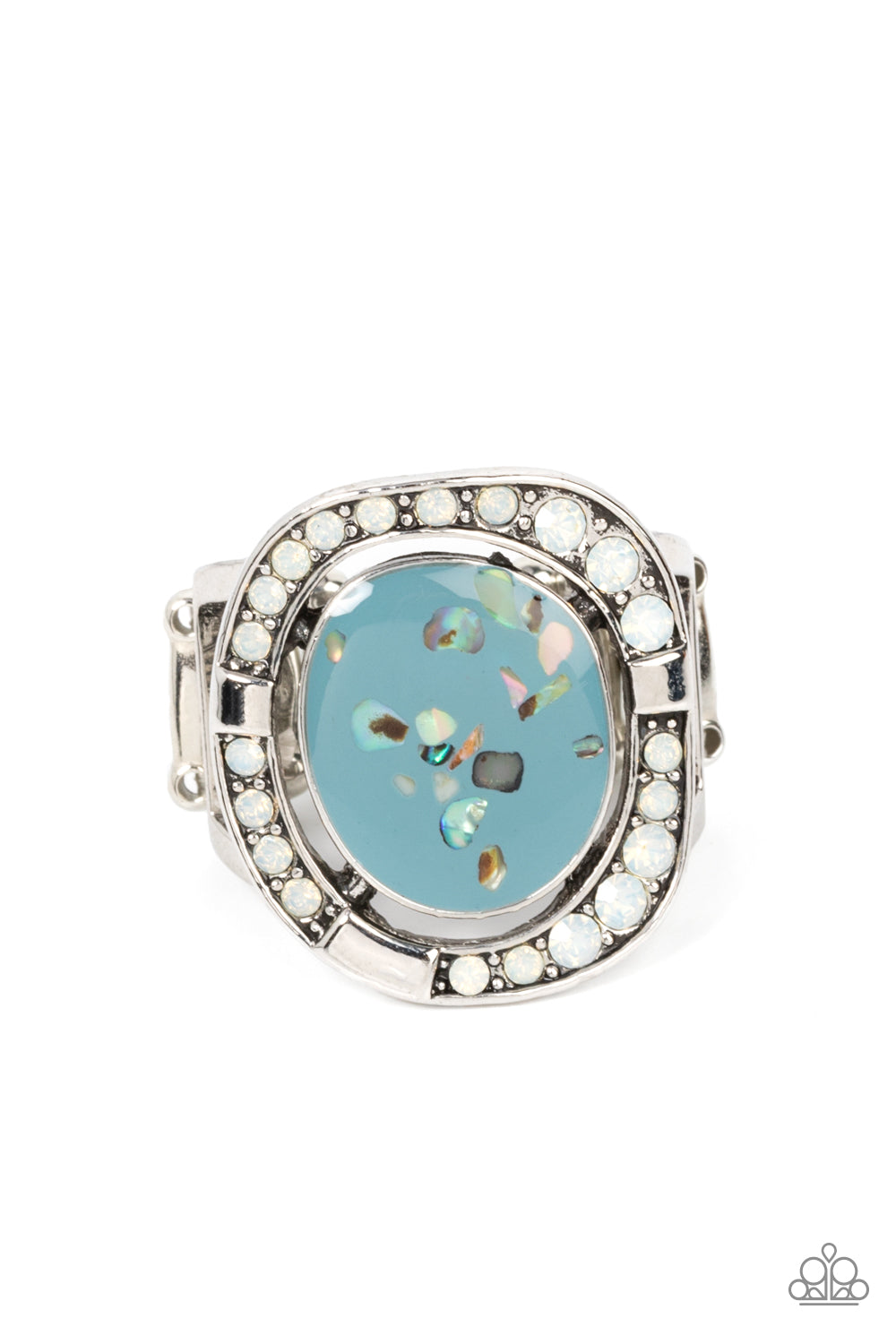 Paparazzi Accessories-Beach Bijou Blue Spring Lake White Rhinestone Ring