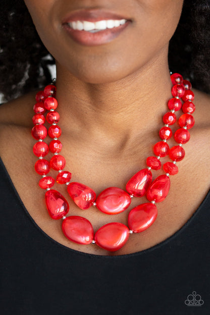 Paparazzi Accessories-Beach Glam Red Necklace Set