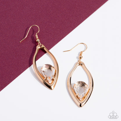 Paparazzi Accessories-Beautiful Bejeweled Gold Gem Teardrop Earring