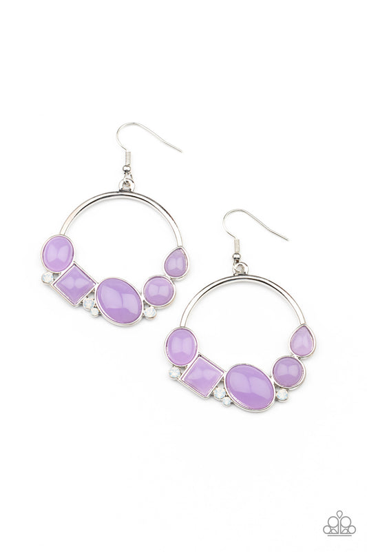 Paparazzi Accessories-Beautifully Bubblicious Purple Dewy Oval Rhinestone Earrings