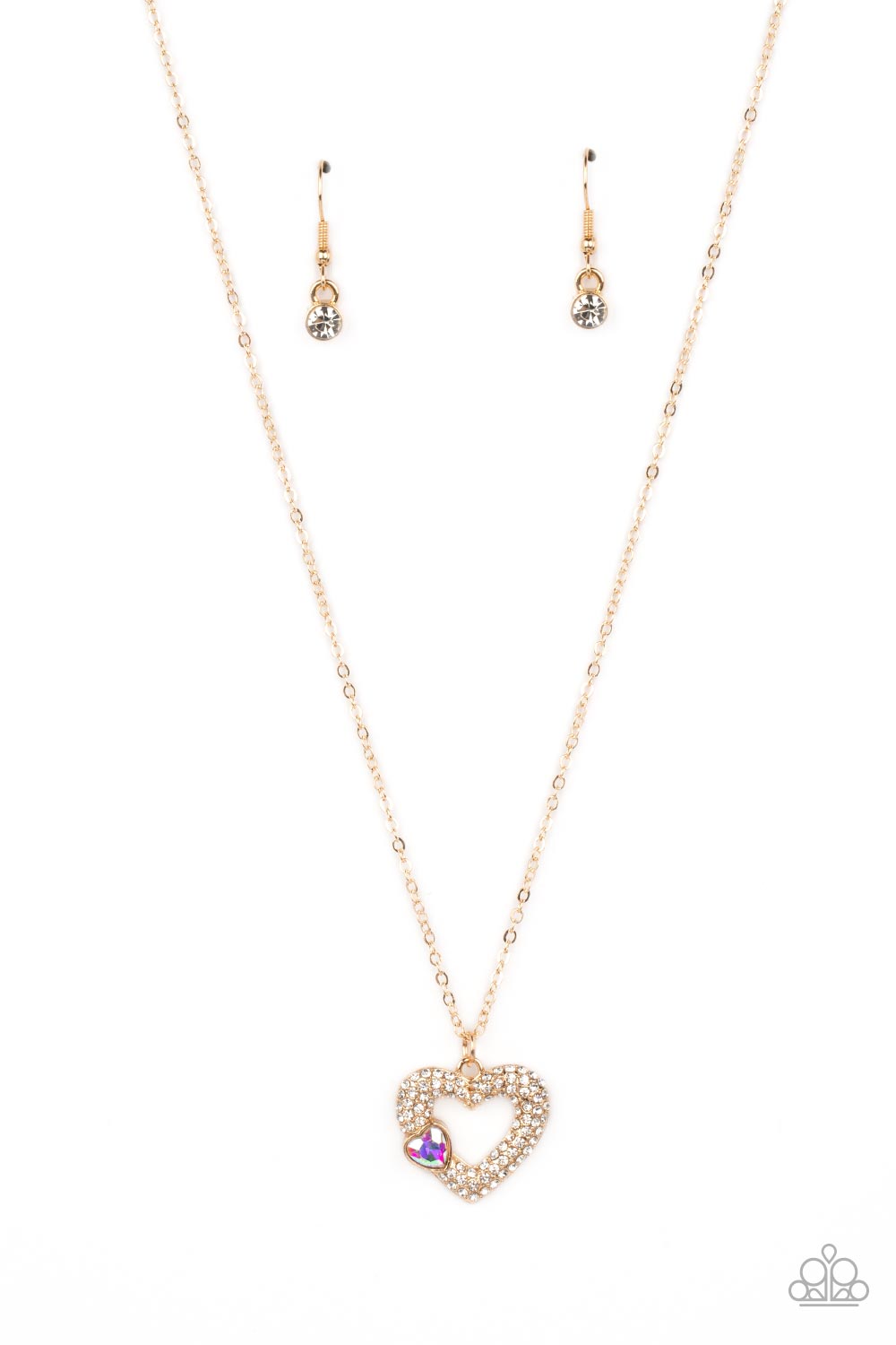 Paparazzi Accessories-Bedazzled Bliss Multi Airy God Heart Necklace Set