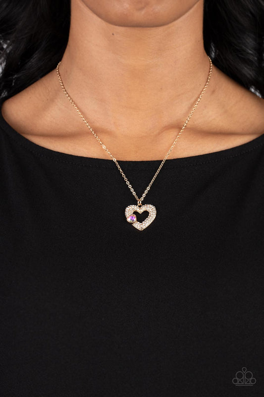 Paparazzi Accessories-Bedazzled Bliss Multi Airy God Heart Necklace Set