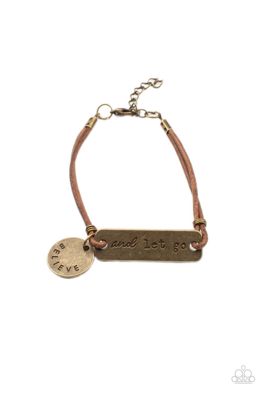 Paparazzi Accessories-Believe and Let Go Brass Inspirational Stamped Bracelet