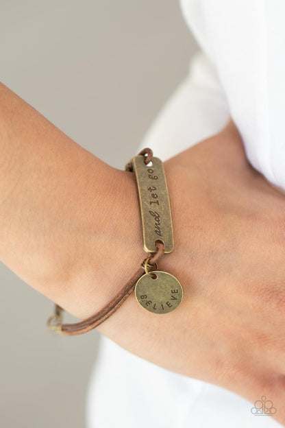 Paparazzi Accessories-Believe and Let Go Brass Inspirational Stamped Bracelet