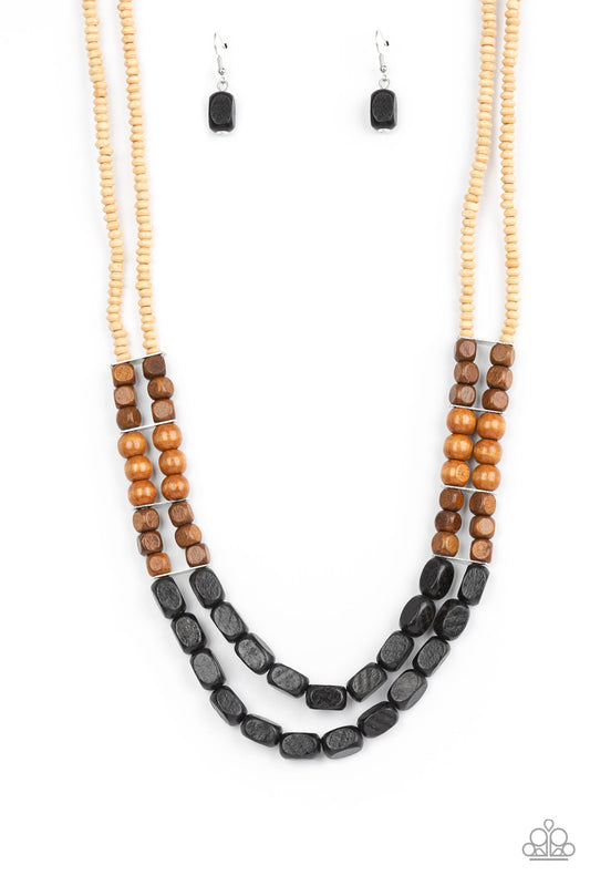 Paparazzi Accessories-Bermuda Bellhop Multi Earthy Wooded Bead Necklace Set