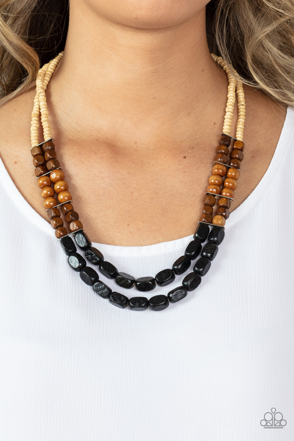 Paparazzi Accessories-Bermuda Bellhop Multi Earthy Wooded Bead Necklace Set