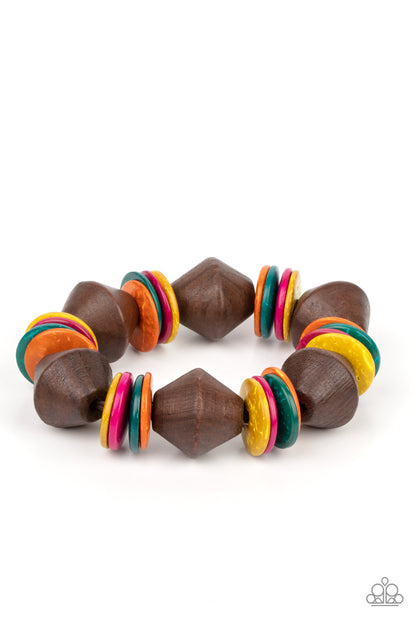 Paparazzi Accessories-Bermuda Boardwalk Multi Wooden Bracelet