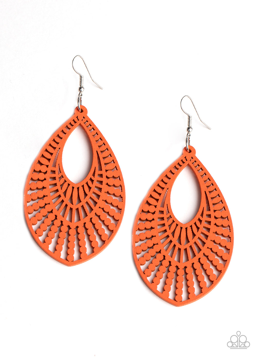 Paparazzi Accessories-Bermuda Breeze Orange Wood Earrings