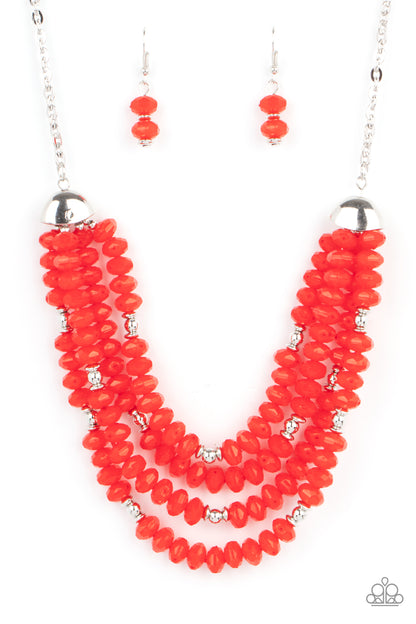 Paparazzi Accessories-Best POSH-ible Taste Red Opaque Necklace Set