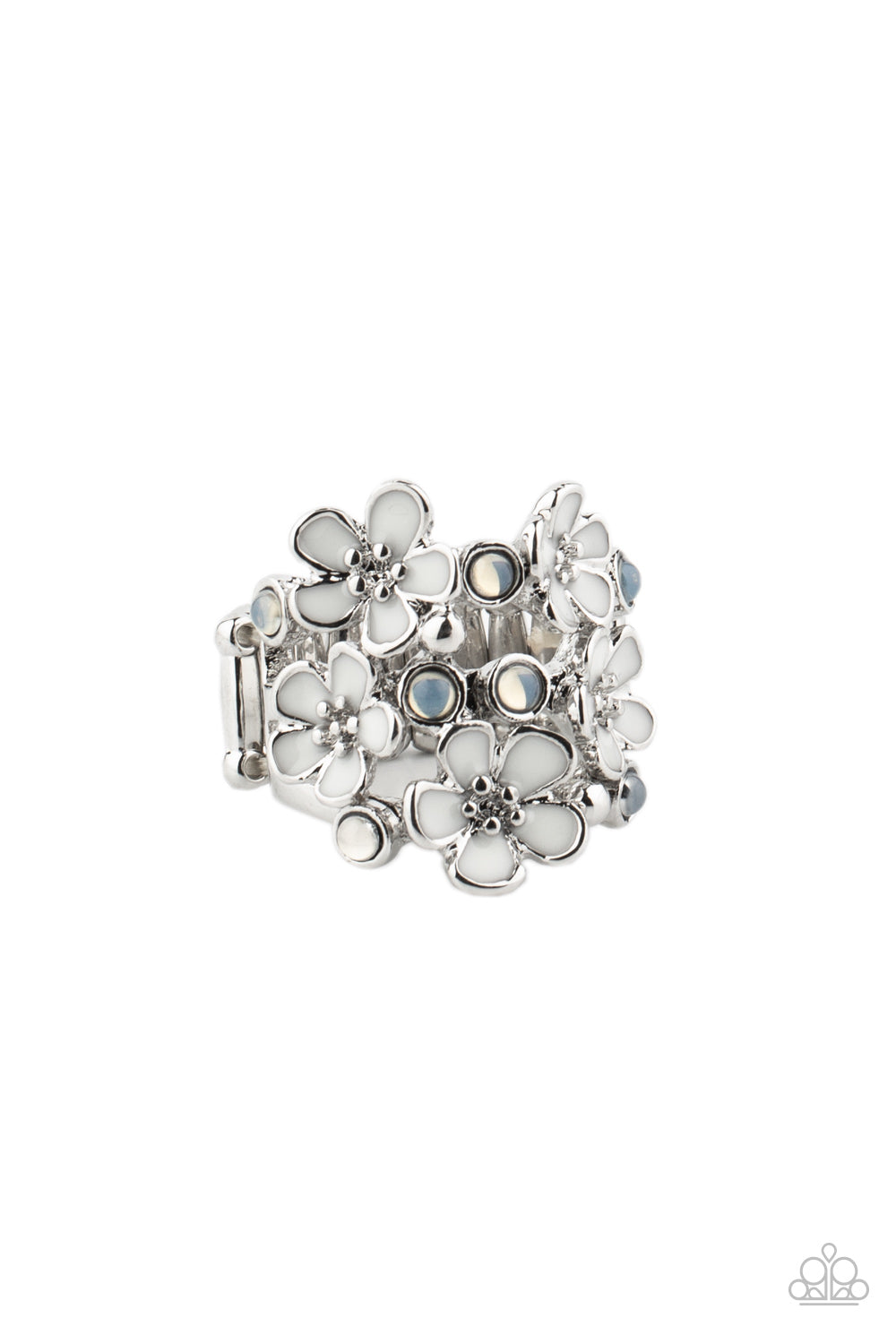 Paparazzi Accessories-Blooming Banquet White Floral Ring