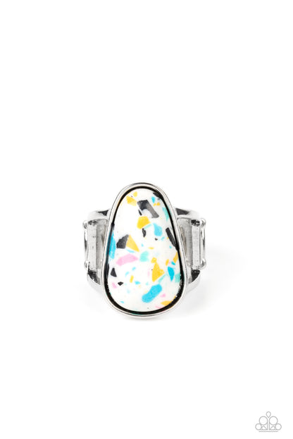 Paparazzi Accessories-Bodacious Babe White Stone Multi Speckle Ring