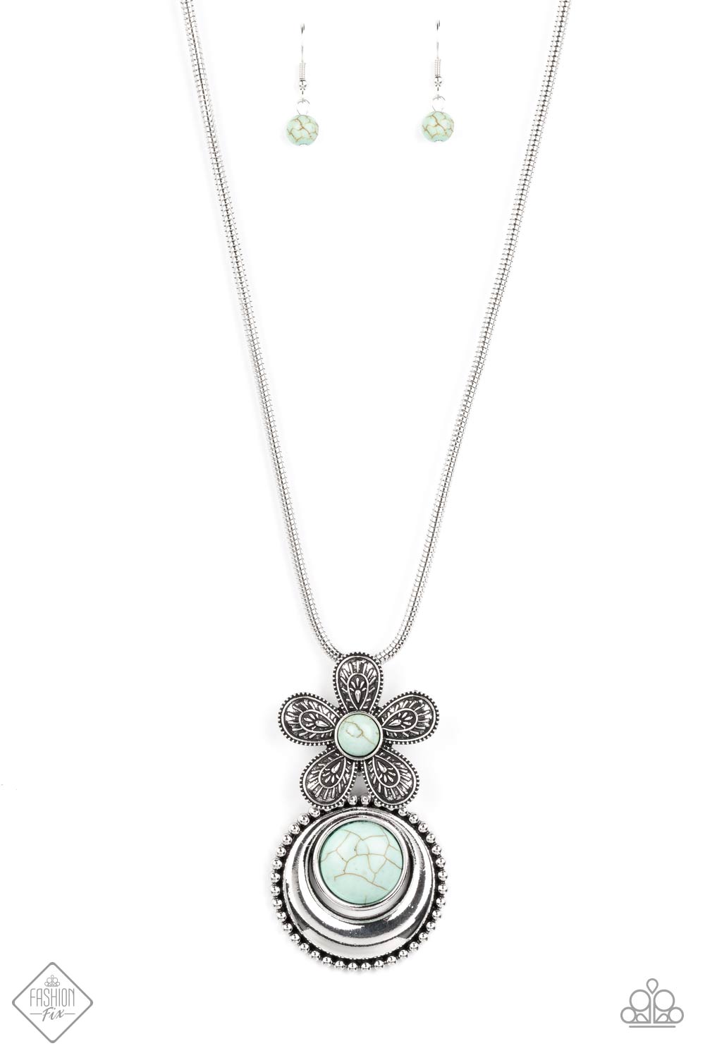 Paparazzi Accessories-Bohemian Blossom Blue Stone 2022 FF Necklace Set