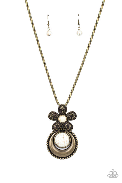 Paparazzi Accessories-Bohemian Blossoms Brass Flower Necklace Set